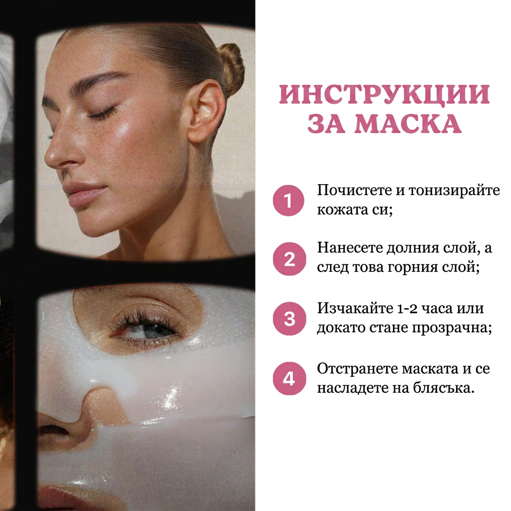 Инструкции за употреба на био-колагенова маска Leme в 4 стъпки