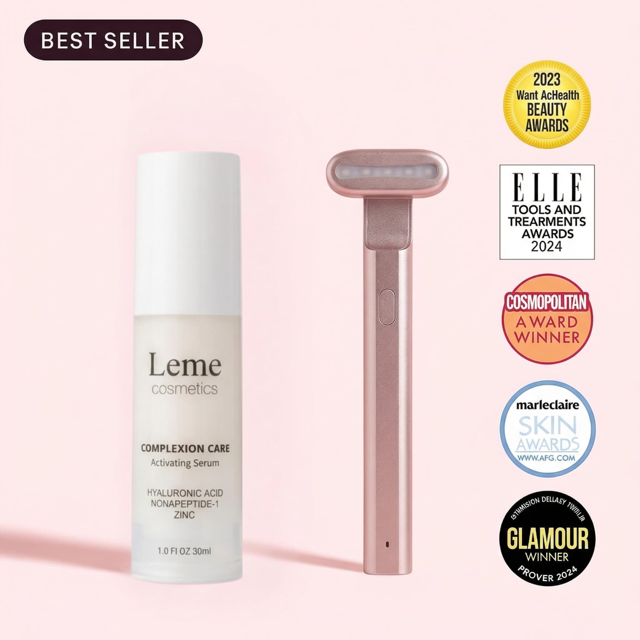 LED уред с червена светлина и серум за лице | Професионална грижа у дома